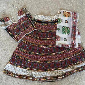 White cotton chaniya choli lehenga garba